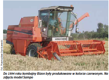 Do 1994 roku kombajny Bizon były produkowane w kolorze czerwonym. Na zdjęciu model Sampo